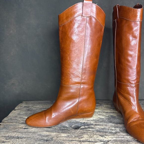 Loeffler Randall Tall Leather Riding Boots Brown Women’s 6B Made in Italy - Picture 3 of 16